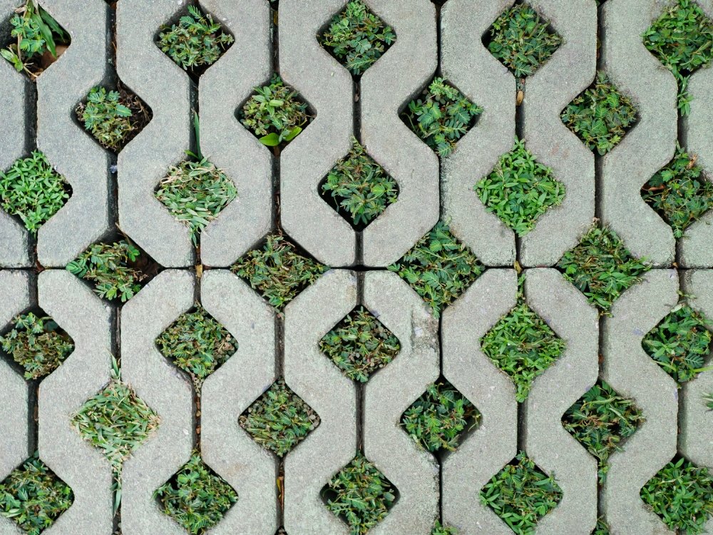 pavers and fake grass about